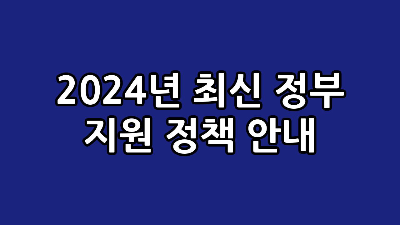 2024년 최신 정부 지원 정책 안내 1