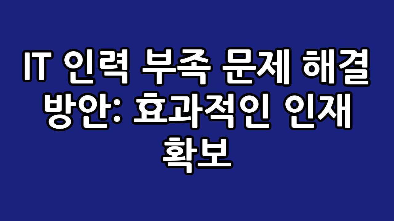 IT 인력 부족 문제 해결 방안: 효과적인 인재 확보 2