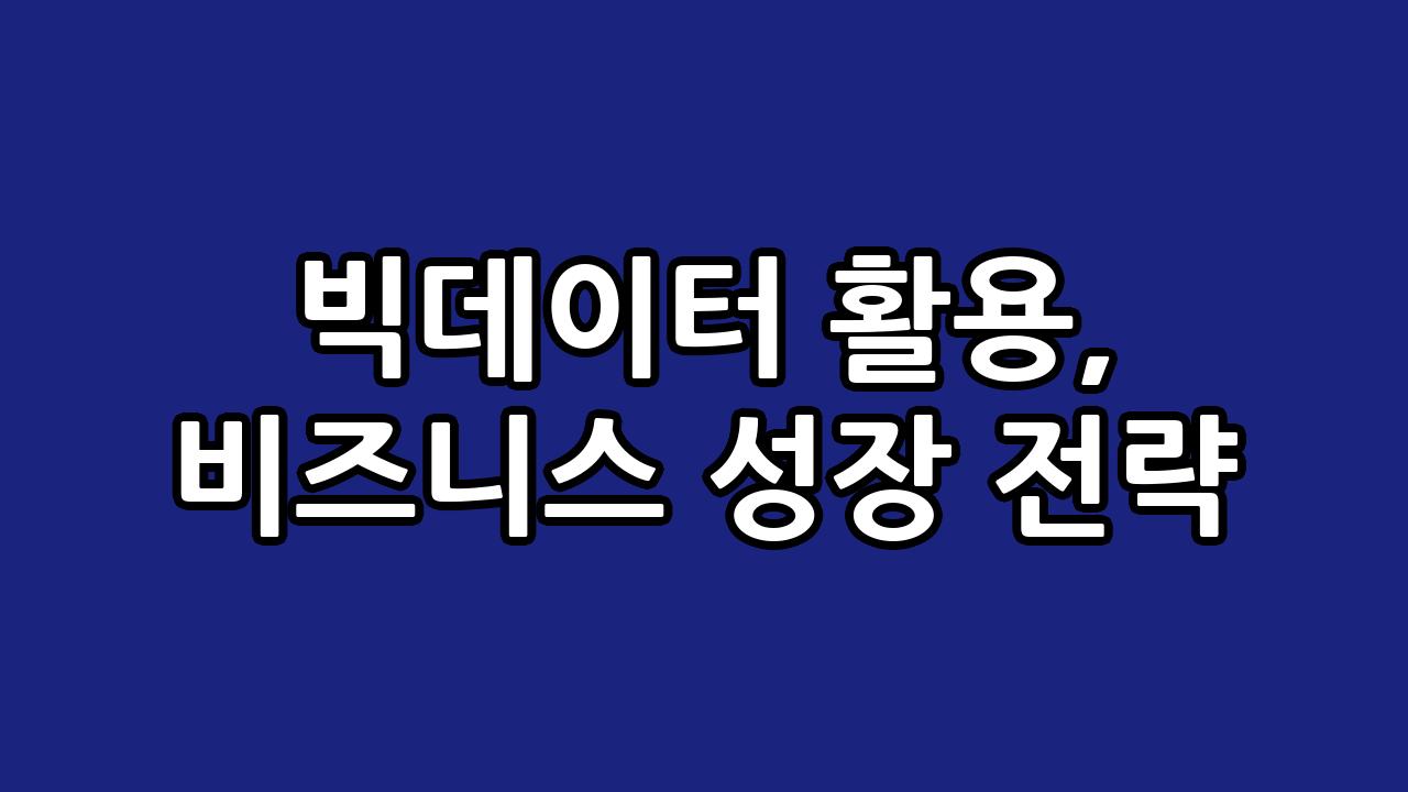 빅데이터 활용, 비즈니스 성장 전략 1
