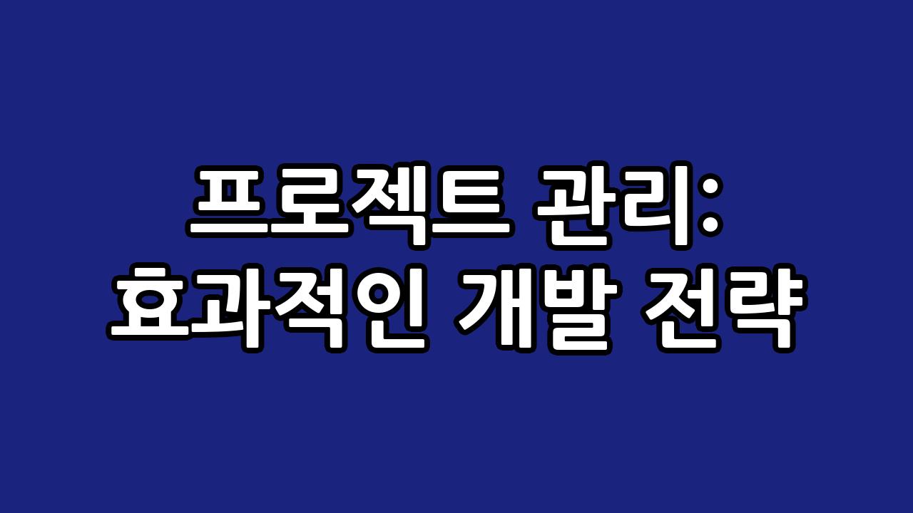 프로젝트 관리: 효과적인 개발 전략 7