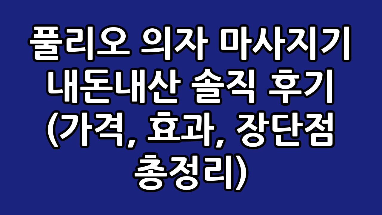 풀리오 의자 마사지기 내돈내산 솔직 후기 (가격, 효과, 장단점 총정리) 1